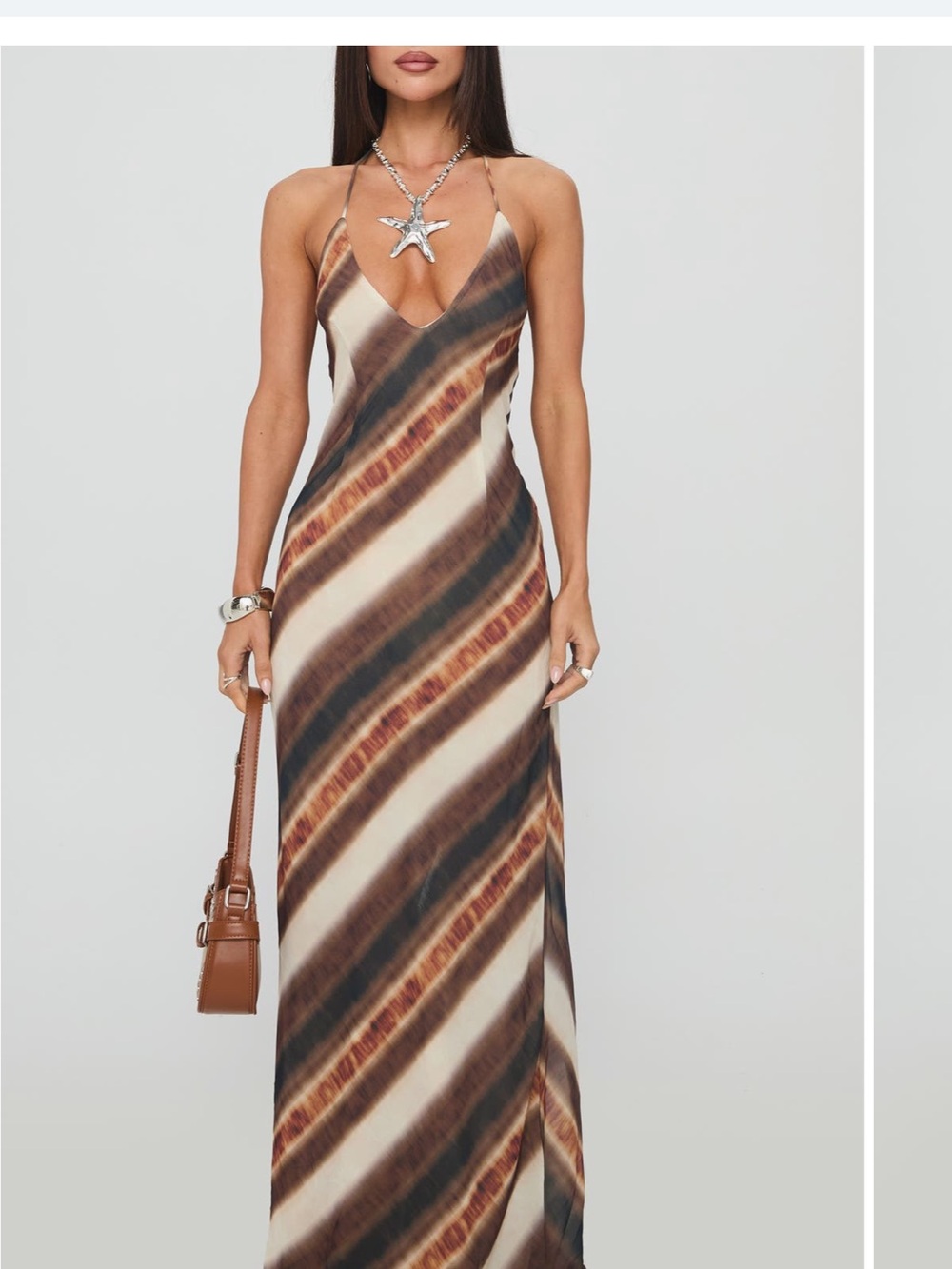Princess Polly Esmira Plunge Halter Maxi Dress Size 2